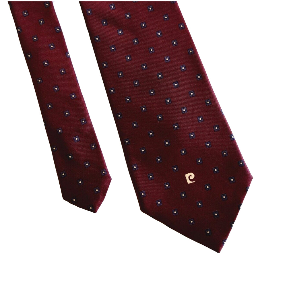 Vintage Pierre Cardin Necktie Red Geometric Classic Retro Designer Made In Italy